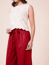 Load image into Gallery viewer, Go Colors Light Maroon Cotton Wide Leg Pants
