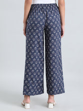 Load image into Gallery viewer, Go Colors Navy Woven Viscose Printed Palazzo
