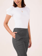 Load image into Gallery viewer, Go Colors Silver Grey Linen Pencil Pant
