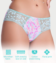 Load image into Gallery viewer, Enamor P151 The Lace Hug Mid-Waist Hipster Panty - Jade Wings Print
