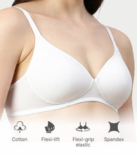 Load image into Gallery viewer, Enamor Supima Cotton Women's Plunge Lift Everyday T-Shirt Bra - Extra Comfort, Padded, Wirefree, Medium Coverage - A039 (White)
