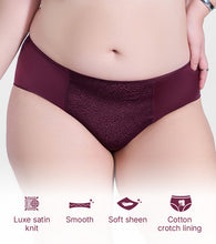 Load image into Gallery viewer, Enamor P148 Luxe Satin Hipster Panty for Women - Mid Waist, Outer Elastic, Medium Coverage (Fig)
