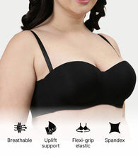 Load image into Gallery viewer, Enamor Strapless Multiway Styling Women's T-Shirt Bra - Padded, Wired, Medium Coverage - F074 (Available in Plus Sizes) (Black)
