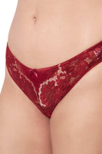 Load image into Gallery viewer, Amante Eternal Bliss Lace Low Rise Thong Panty - Red Berry 70201
