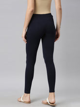 Load image into Gallery viewer, Go Colors Dark Navy Cotton Stretch Ankle Length Leggings
