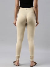 Load image into Gallery viewer, Go Colors Dark Cream Cotton Stretch Churidar
