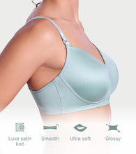Load image into Gallery viewer, Enamor Curve Enhancing Satin T-Shirt Bra - Padded, Non-Wired, High Coverage - F184 (Iceberg Green)
