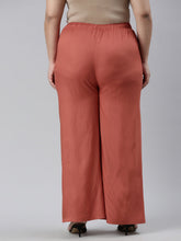 Load image into Gallery viewer, Go Colors Rust Woven Viscose Basic Palazzo
