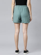 Load image into Gallery viewer, Go Colors Ocean Green Linen Shorts
