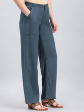 Load image into Gallery viewer, Go Colors Dark Teal Linen Cargo Pants
