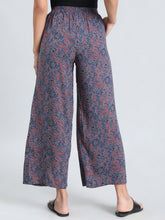 Load image into Gallery viewer, Go Colors Navy Woven Viscose Printed Palazzo
