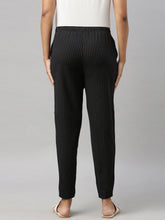Load image into Gallery viewer, Go Colors Black Cotton Stripe Pencil Pants
