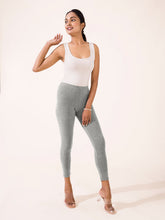 Load image into Gallery viewer, Go Colors Grey Melanges Cotton Stretch Ankle Length Leggings
