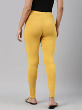 Load image into Gallery viewer, Go Colors Golden Yellow Cotton Stretch Ankle Length Leggings
