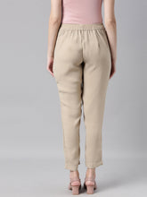 Load image into Gallery viewer, Go Colors Beige Woven Cotton Stretch Formal Trouser
