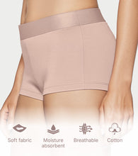 Load image into Gallery viewer, Enamor The Flex Boyshorts for Women Mid-Rise, Full Back Coverage, Moisture Absorbency, Cotton Everyday Panty - SMP01 (Cafe Latte)
