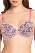 Load image into Gallery viewer, Amante Lace Dream Padded Wired Lace Bra - Salmon Rose_M.Blue 82701
