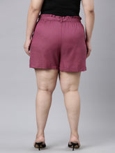 Load image into Gallery viewer, Go Colors Plum Linen Viscose Blend Shorts

