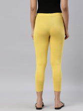 Load image into Gallery viewer, Go Colors Light Lime Cotton Stretch Cropped Leggings
