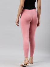 Load image into Gallery viewer, Go Colors Dusty Rose Cotton Stretch Ankle Length Leggings
