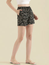 Load image into Gallery viewer, Go Colors Black Cotton Knit Printed Lounge Shorts

