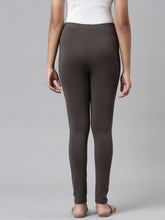 Load image into Gallery viewer, Go Colors Silver Grey Cotton Stretch  Ankle Length Leggings
