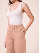Load image into Gallery viewer, Go Colors Dusty Pink Viscose Blend Linen Palazzos
