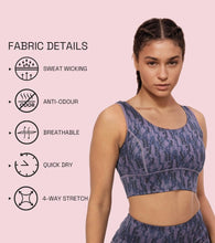 Load image into Gallery viewer, Enamor Cutaway Back Detail Quick Dry Printed Sports Bra - Removable Padding, Non-Wired, Medium Coverage - A204 (Step Brush Print)
