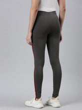 Load image into Gallery viewer, Go Colors Silver Grey Cotton Stretch Side Stripes Active Leggings
