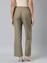Load image into Gallery viewer, Go Colors Olive Green Cotton Stripes Cargo Pant

