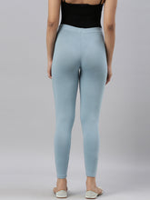 Load image into Gallery viewer, Go Colors Dusty Blue Cotton Stretch Ankle Length Leggings
