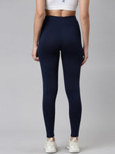 Load image into Gallery viewer, Go Colors Navy Cotton Stretch Side Stripes Active Leggings
