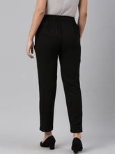 Load image into Gallery viewer, Go Colors Black Woven Cotton Stretch Formal Trouser
