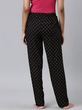 Load image into Gallery viewer, Go Colors Black Woven Viscose Printed Lounge Pants
