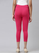 Load image into Gallery viewer, Go Colors Young Fuchsia Cotton Stretch  Cropped Leggings
