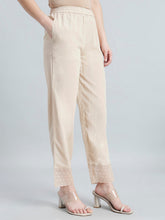 Load image into Gallery viewer, Go Colors Light Beige Organza Ethnic Pant
