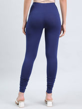 Load image into Gallery viewer, Go Colors Ink Blue Cotton Stretch Ankle Length Leggings
