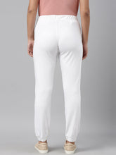 Load image into Gallery viewer, Go Colors White Cotton Poly Stretch Cuffed Joggers
