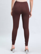 Load image into Gallery viewer, Go Colors Brown Cotton Stretch Ankle Length Leggings
