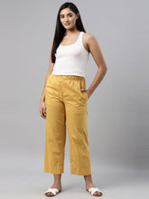 Load image into Gallery viewer, Go Colors Light Mustard Cotton Wide Leg Pants
