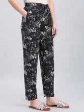 Load image into Gallery viewer, Go Colors Black Woven Viscose Printed Lounge Pants
