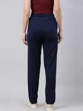 Load image into Gallery viewer, Go Colors Navy Cotton Stretch Side Stripes Track Pant
