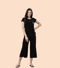 Load image into Gallery viewer, Enamor Mid Rise Crop length Slip on  Shop In Culotte For Women - Relaxed Fit, Super Soft - E064 (Jet Black)
