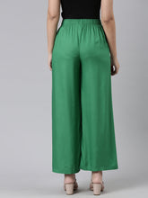 Load image into Gallery viewer, Go Colors Emerald Green Woven Viscose Basic Palazzo
