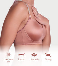 Load image into Gallery viewer, Enamor Curve Enhancing Satin T-Shirt Bra - Padded, Non-Wired, High Coverage - F184 (Mocha Brown)
