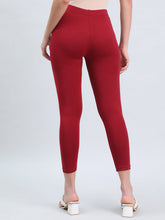 Load image into Gallery viewer, Go Colors Bright Red Cotton Stretch Cropped Leggings

