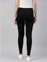 Load image into Gallery viewer, Go Colors Black Cotton Stretch Side Stripes Active Leggings
