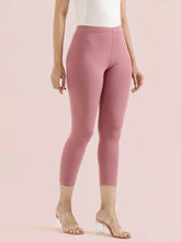 Load image into Gallery viewer, Go Colors Mauve Cotton Stretch Cropped Leggings
