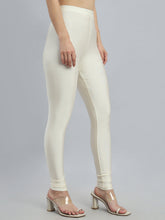 Load image into Gallery viewer, Go Colors Cream Nylon Stretch Shimmer Churidar
