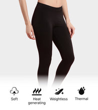 Load image into Gallery viewer, Enamor TH06 Women's Thermal Leggings with Soft Heat Generating Fabric, No Roll-Up with Stirrups at Bottom Hem, Engineered with HeatSkins™ Warm Technology.  (Black)

